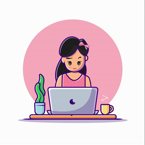 A programmer girl working on her computer